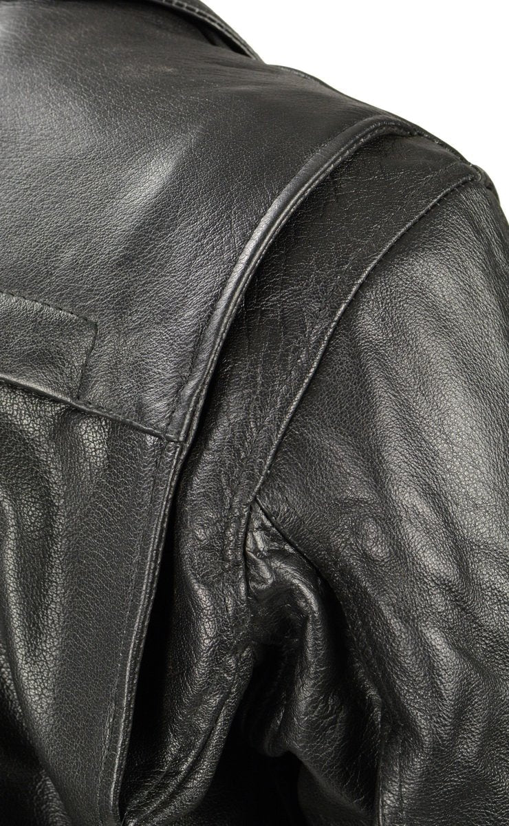 LKM1770 Men's Black Premium Thick Leather Motorcycle Jacket Brando Style Biker Jacket