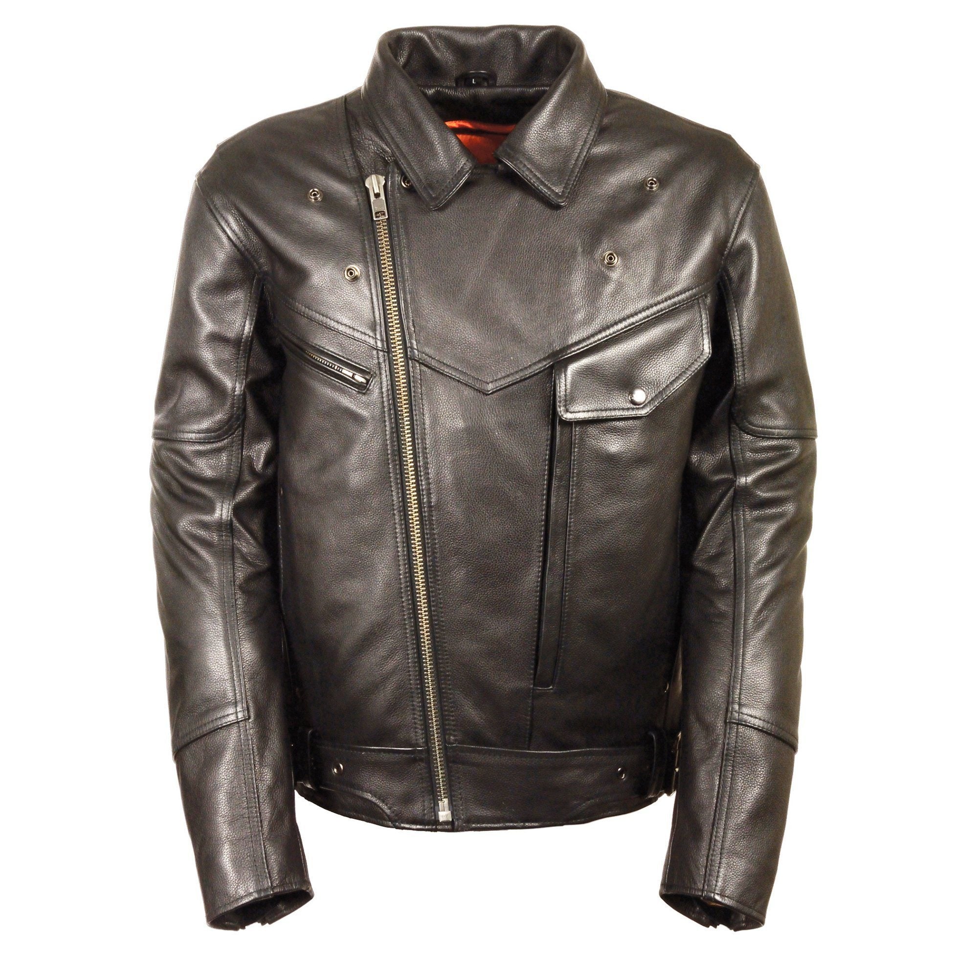 LKM1770 Men's Black Premium Thick Leather Motorcycle Jacket Brando Style Biker Jacket