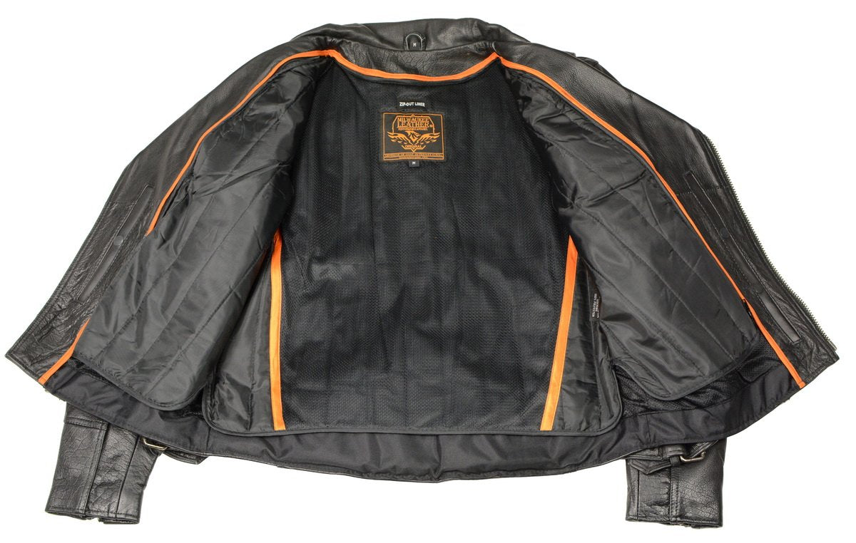 LKM1770 Men's Black Premium Thick Leather Motorcycle Jacket Brando Style Biker Jacket