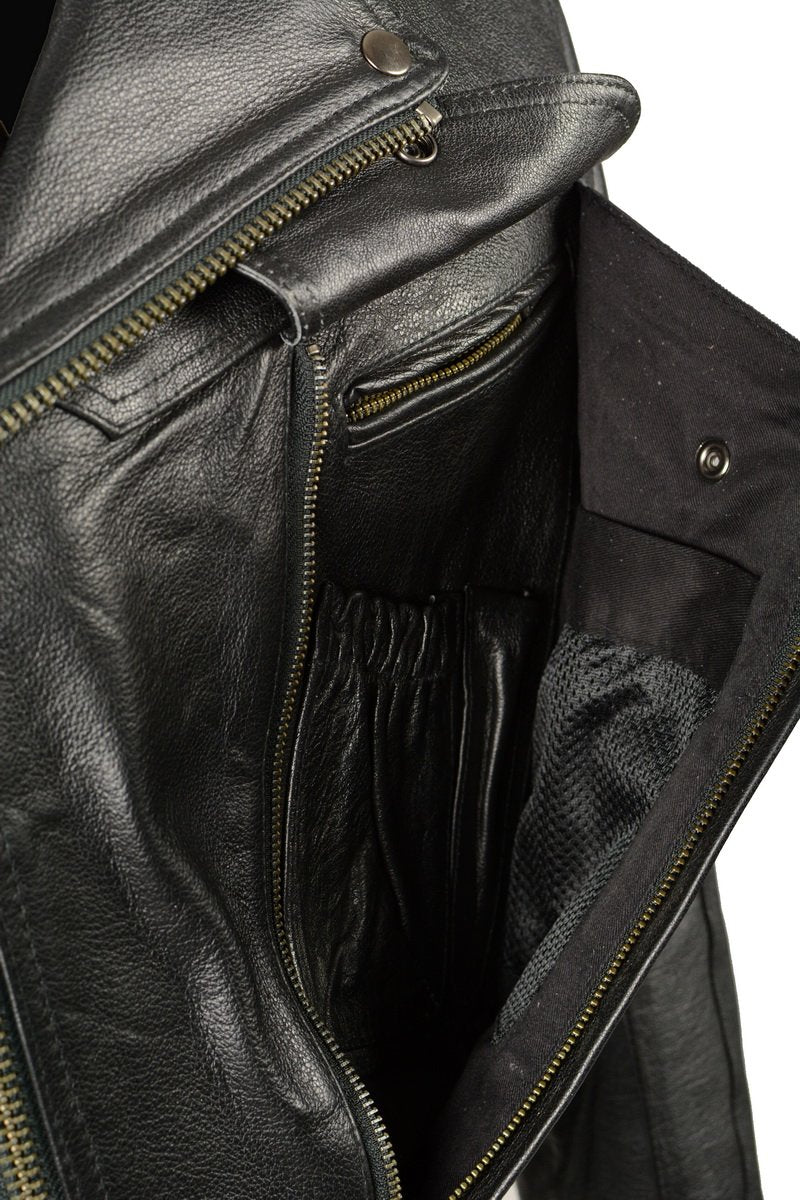 LKM1770 Men's Black Premium Thick Leather Motorcycle Jacket Brando Style Biker Jacket