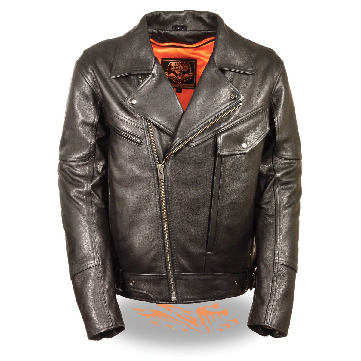 LKM1770 Men's Black Premium Thick Leather Motorcycle Jacket Brando Style Biker Jacket