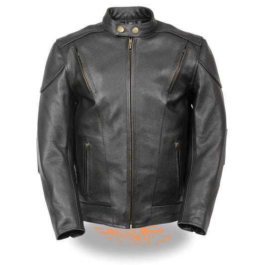 LKM1900 Boy's Black Leather Side Lace Vented Moto Jacket