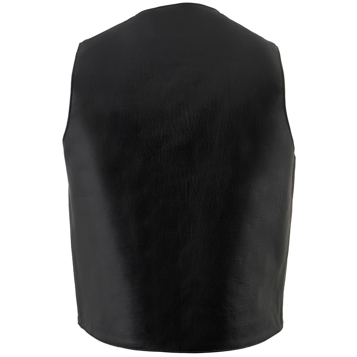 LKM3730 Men's Black Leather Western Style V-Neck Motorcycle Rider Vest with Front Snap Closure