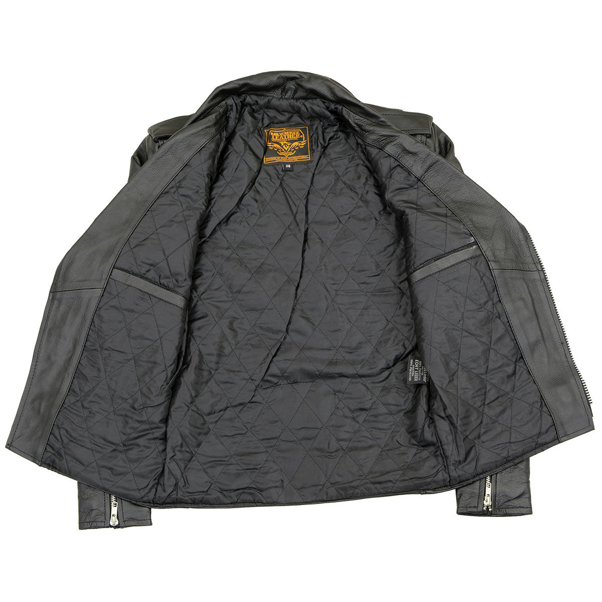 Youth Size Classic Style Black Police Biker Leather Jacket LKY1950