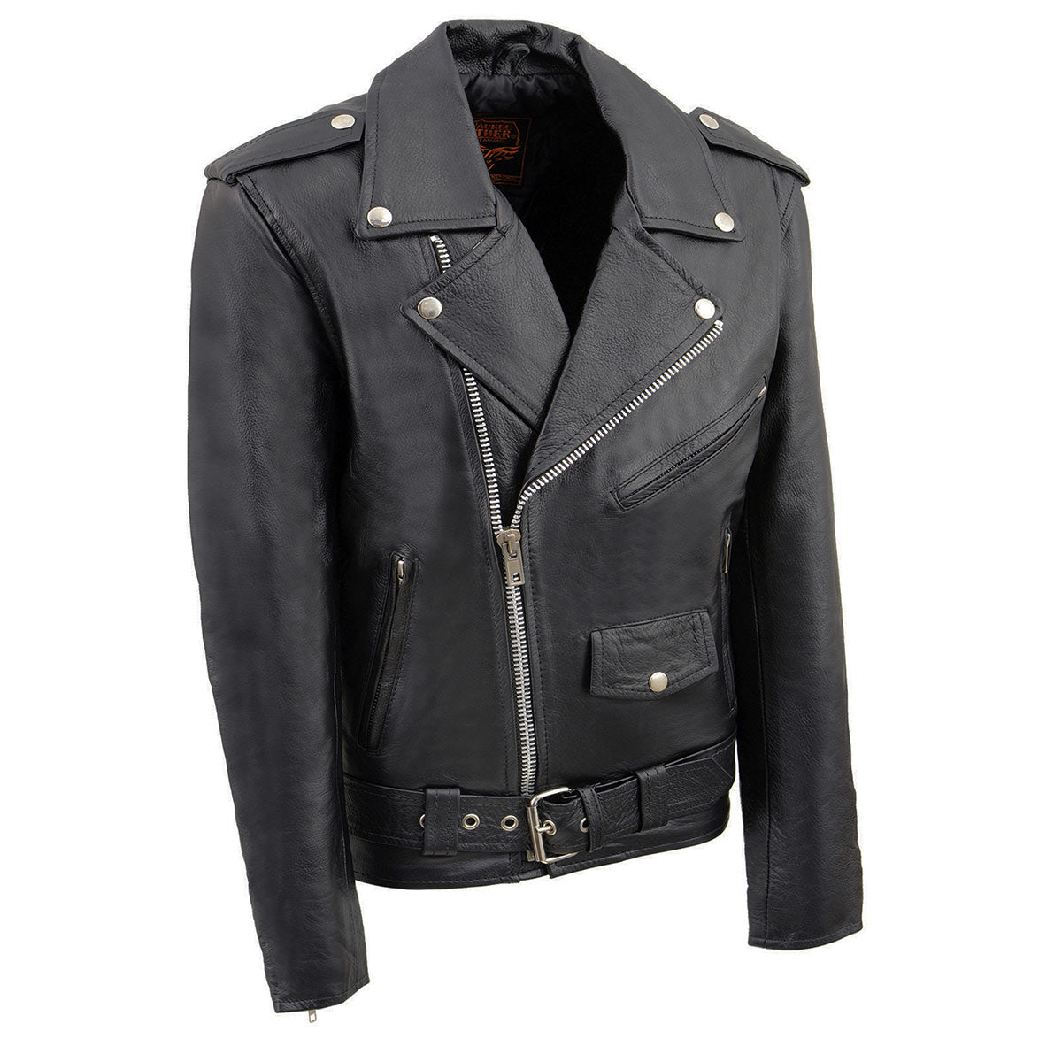 Youth Size Classic Style Black Police Biker Leather Jacket LKY1950