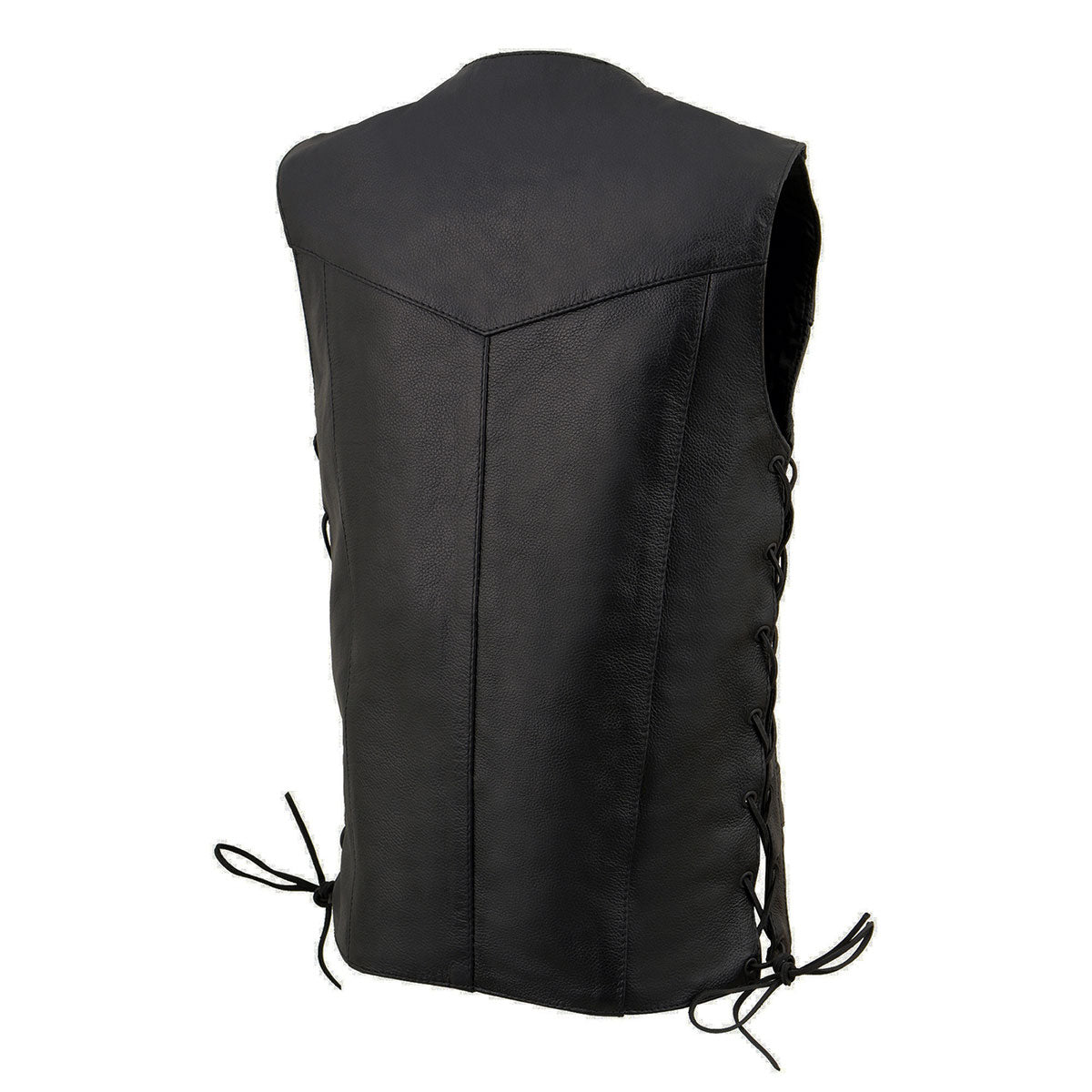 LKY3860 Youth Size Black Leather Motorcycle Riders Vest w/ Side Lace