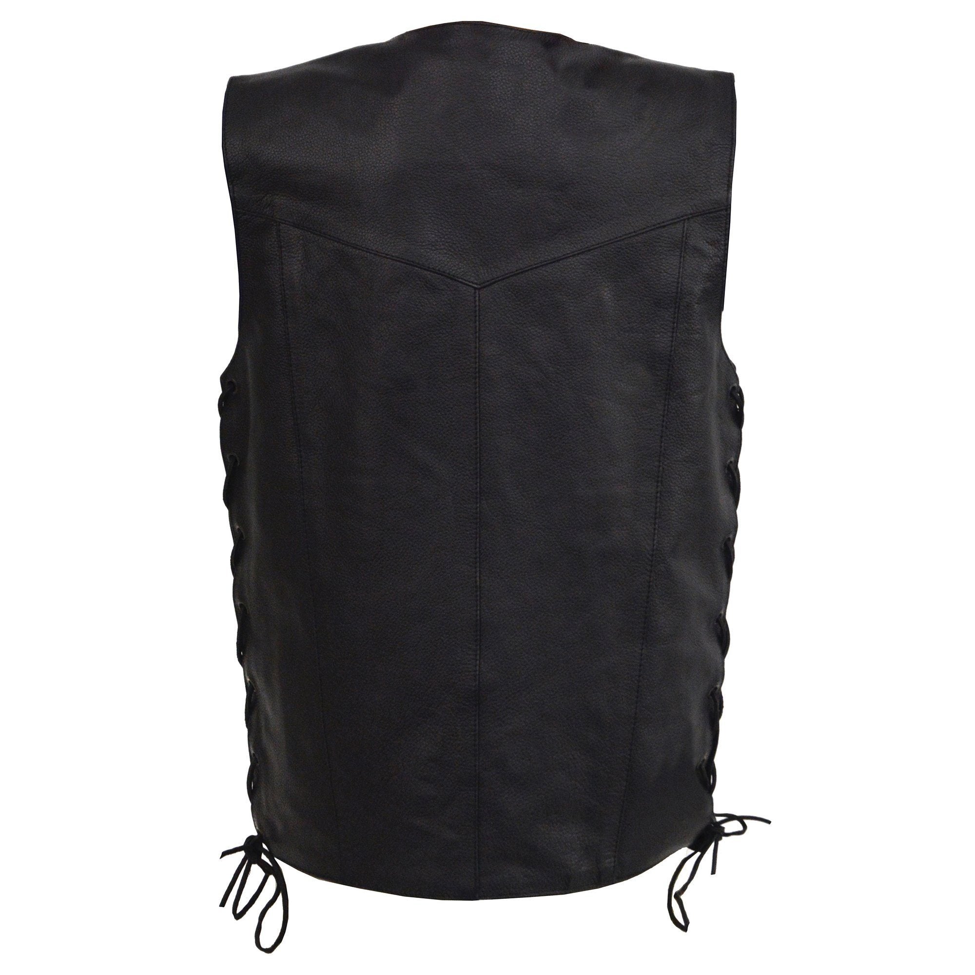 LKY3860 Youth Size Black Leather Motorcycle Riders Vest w/ Side Lace