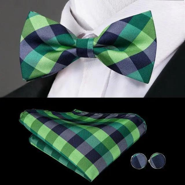 Luxury Butterfly Beige Silk Bow Ties For Men Gentlemens Cufflinks Set Elegant Design Wedding Party Bowties For Tuxedo Excellent Gift For Prom
