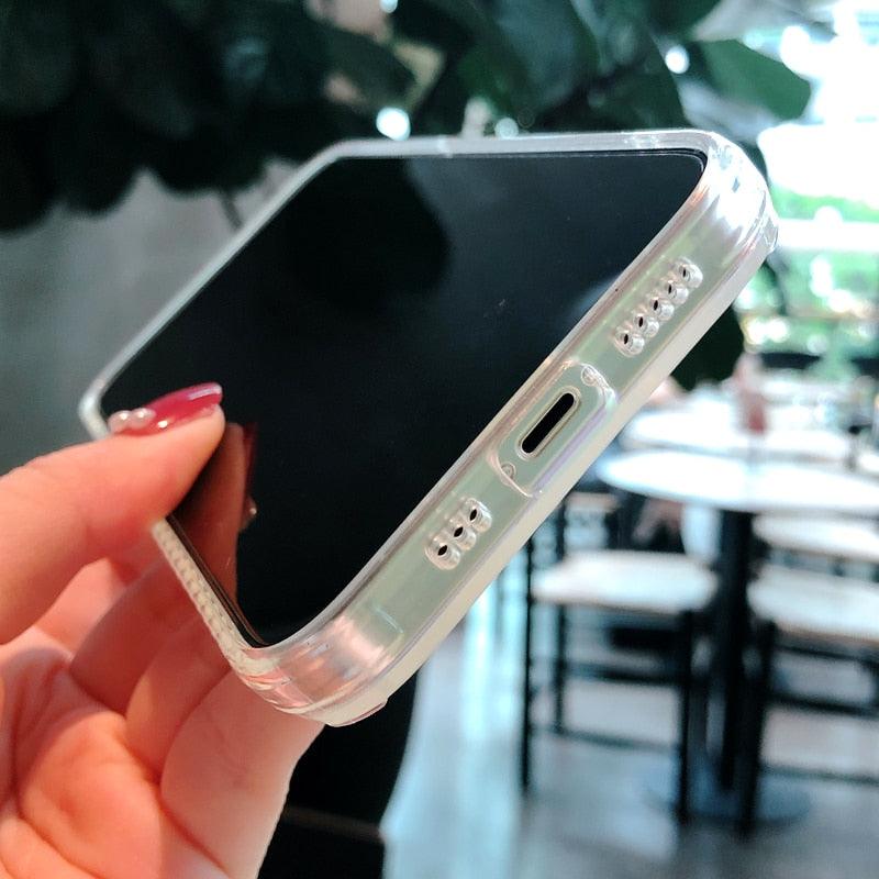 Luxury Colorful Phone Case for iPhone 14 13 Pro Max 12 11 XS X XR 7 Plus 12 13 Mini Shockproof Clear Protective Case Shock-Absorbing Bright Cover Shiny Finish Back Cover