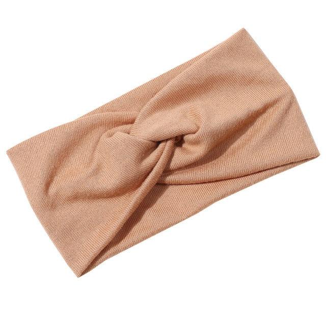 Luxury Fashion Winter Soft Solid Color Elastic Elegant Wide Knitting Cross Lightweight Headband Yoga Turban Bandage Bandanas Hair Bands For Women