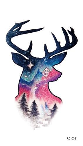 Luxury Head Deer Waterproof Temporary Stickers Tattoo Modern Colorful Tatoo For Women Men