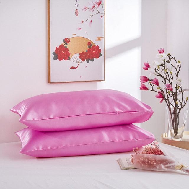 Luxury Ladies Satin Pillowcase Satin Silk Ultra Soft Standard Pillowcase Silk Satin Pillow Cases For Hair and Skin Soft King Queen Elegant Standard Bedding Pillowcase Cushion Cover Home Decor