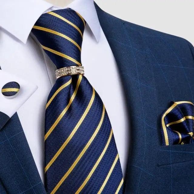 Luxury Wedding High Quality Solid Color Floral Tie For Men Fashion Silk Necktie Cufflink Silk Tie Set For Men