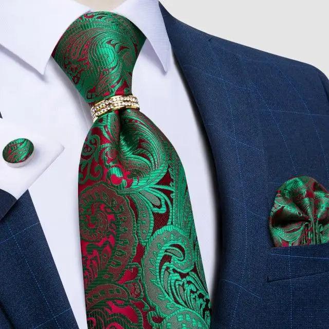 Luxury Wedding High Quality Solid Color Floral Tie For Men Fashion Silk Necktie Cufflink Silk Tie Set For Men
