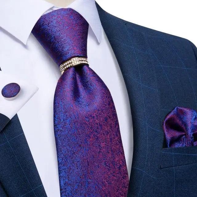 Luxury Wedding High Quality Solid Color Floral Tie For Men Fashion Silk Necktie Cufflink Silk Tie Set For Men