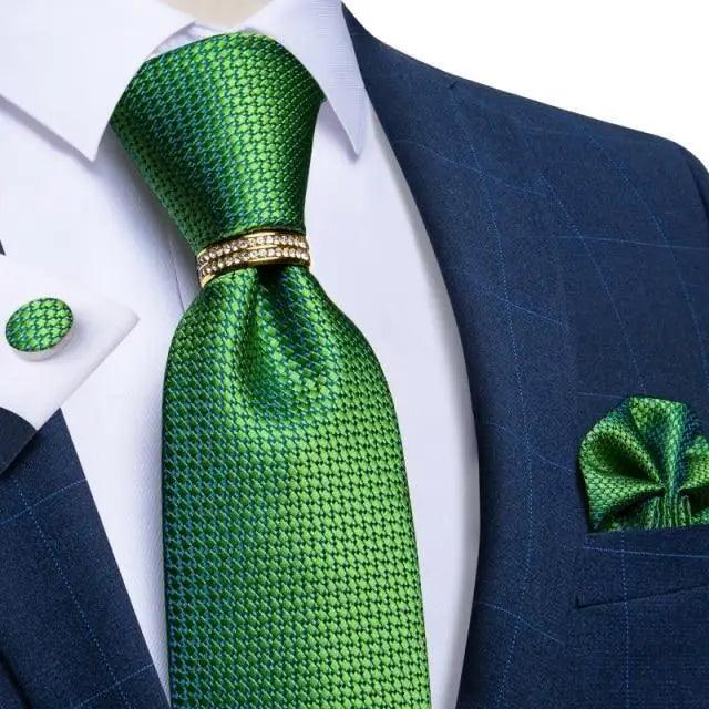 Luxury Wedding High Quality Solid Color Floral Tie For Men Fashion Silk Necktie Cufflink Silk Tie Set For Men