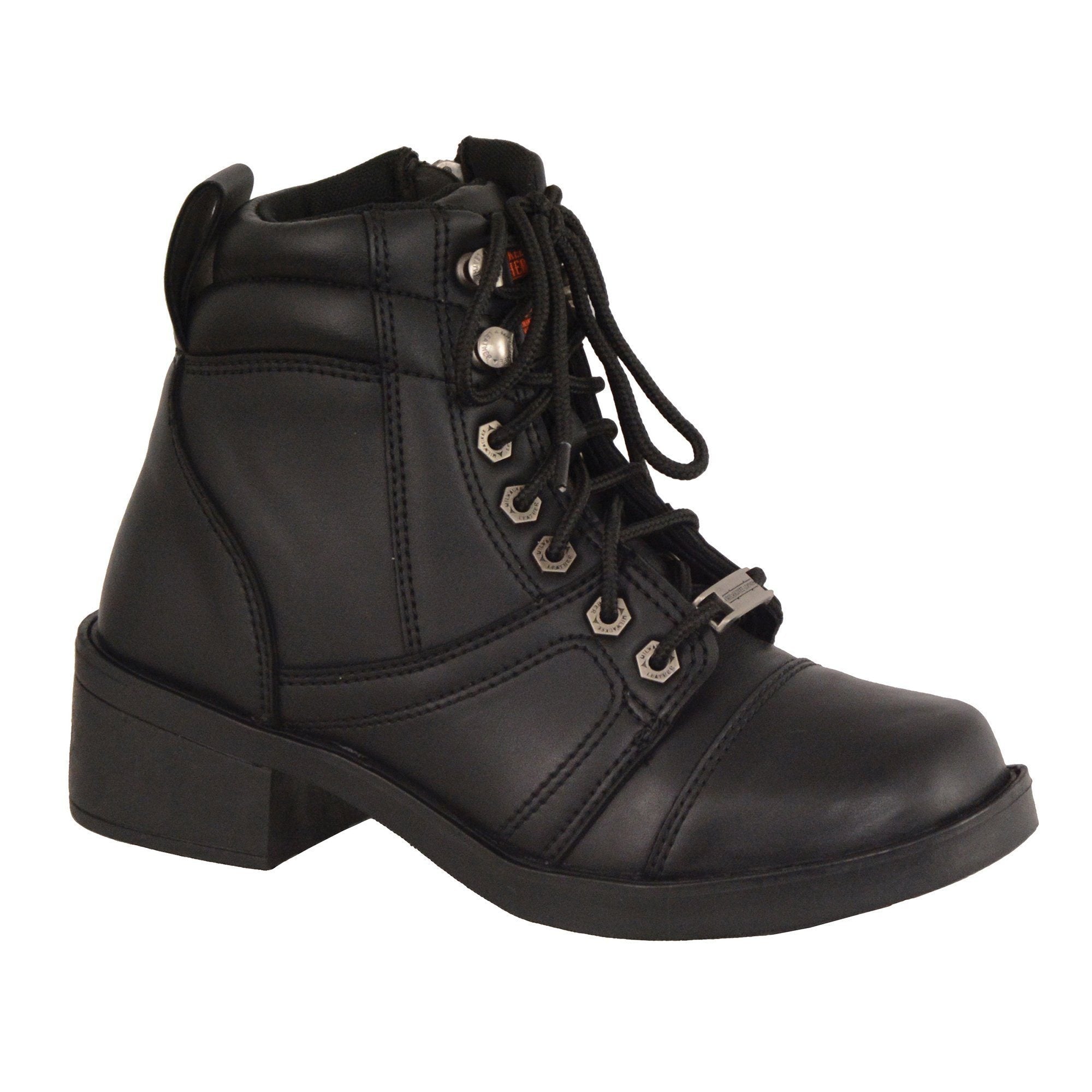 MBK9255 Boys Black Lace-Up Boots with Side Zipper Entry
