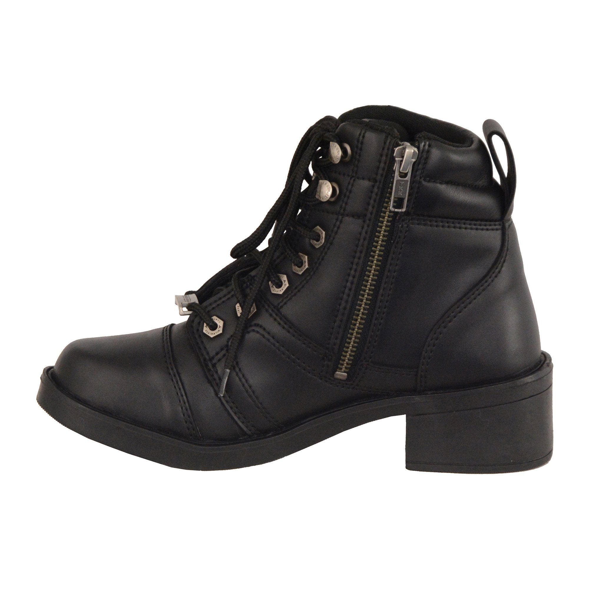 MBK9255 Boys Black Lace-Up Boots with Side Zipper Entry