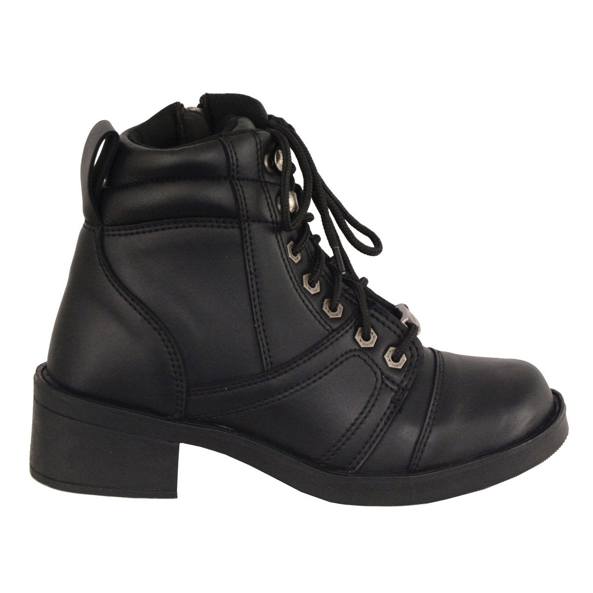 MBK9255 Boys Black Lace-Up Boots with Side Zipper Entry