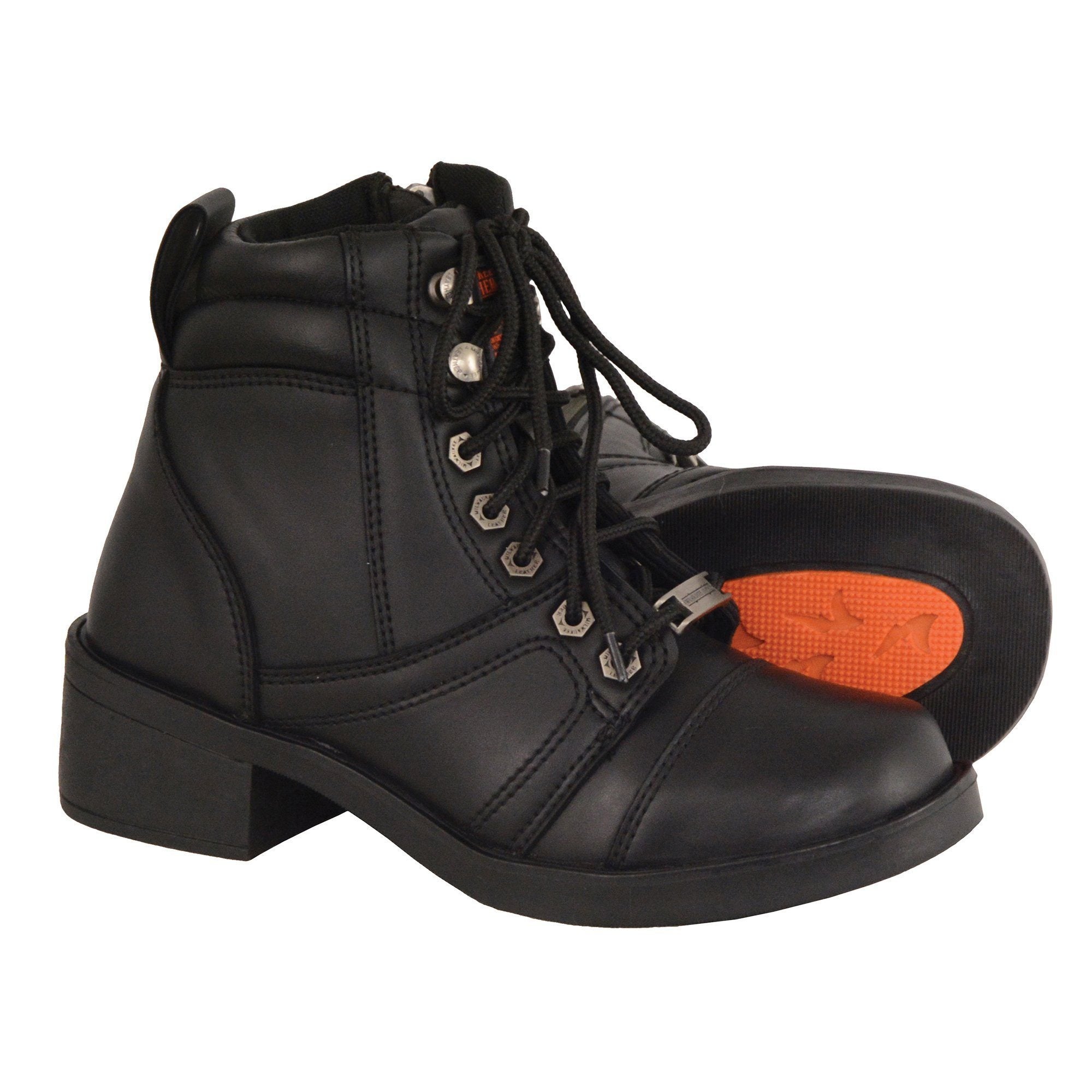 MBK9255 Boys Black Lace-Up Boots with Side Zipper Entry