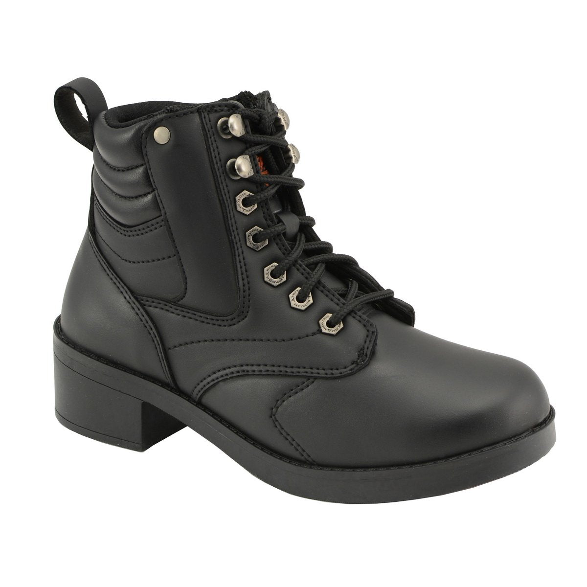 MBK9275 Boys Black Lace-Up Boots with Side Zipper Entry