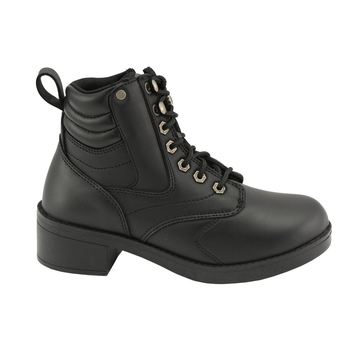 MBK9275 Boys Black Lace-Up Boots with Side Zipper Entry