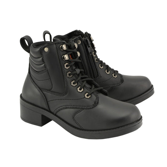 MBK9275 Boys Black Lace-Up Boots with Side Zipper Entry
