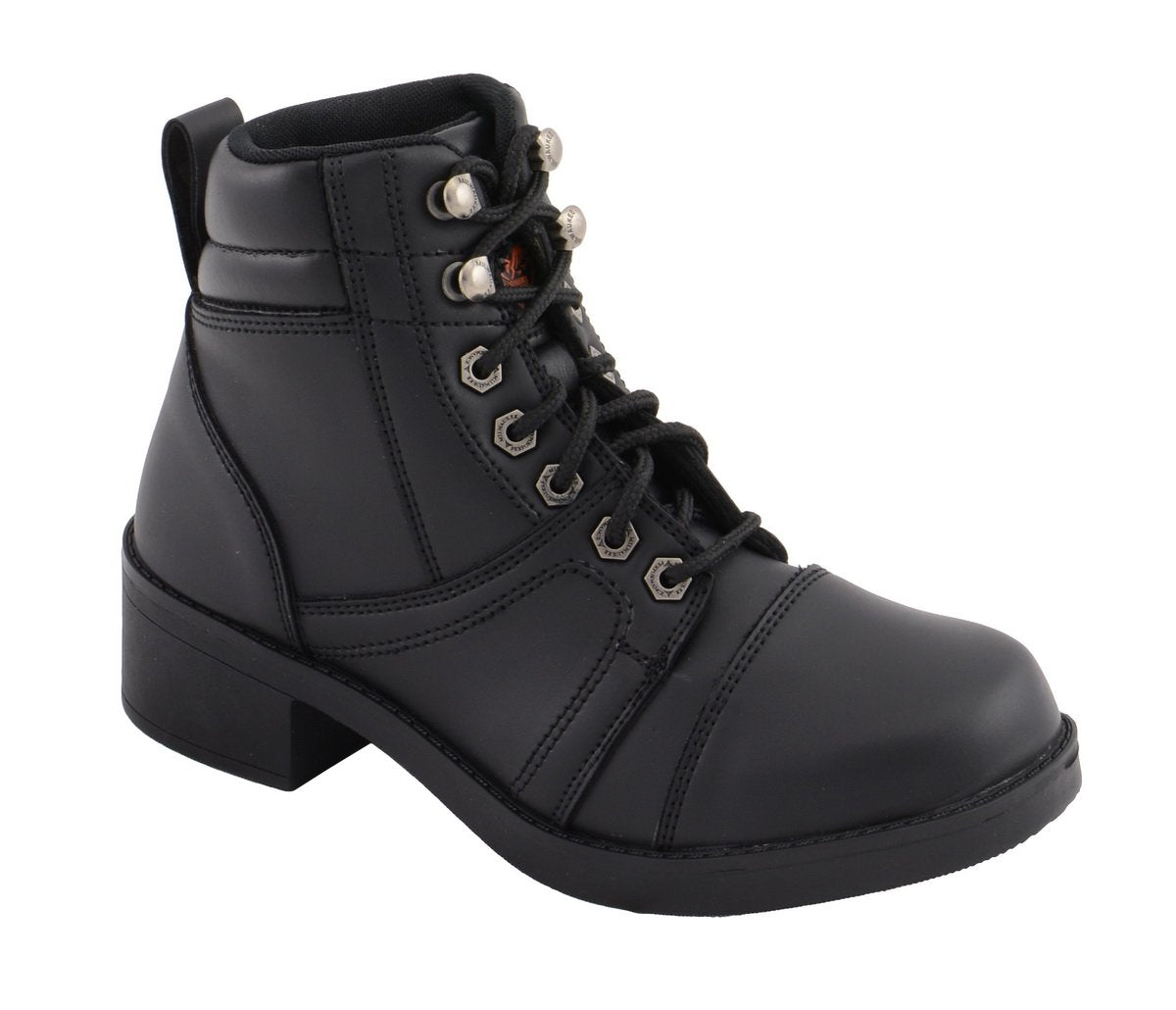 MBK9285 Boys Black Lace-Up Biker Style Boots