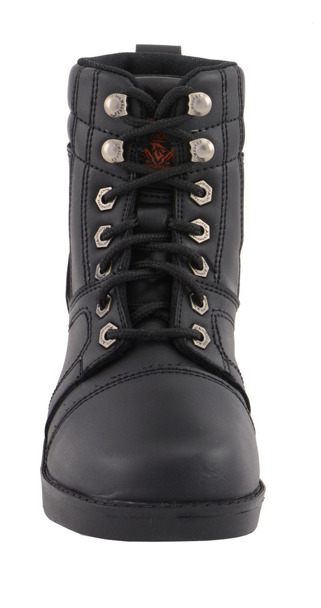 MBK9285 Boys Black Lace-Up Biker Style Boots