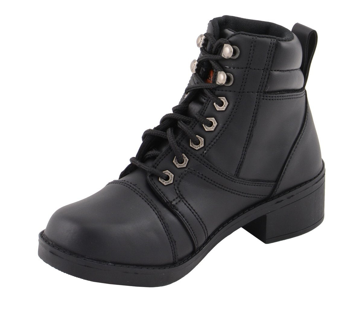 MBK9285 Boys Black Lace-Up Biker Style Boots