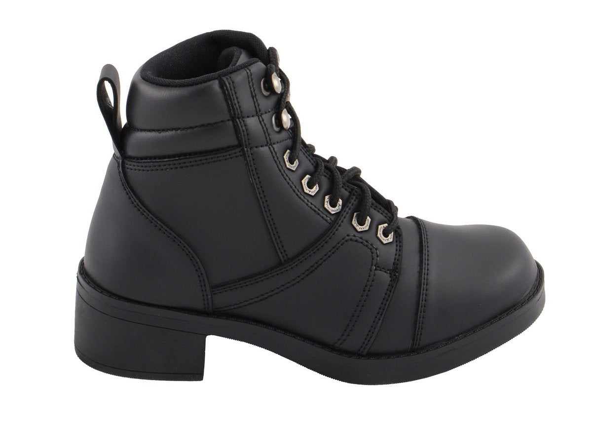 MBK9285 Boys Black Lace-Up Biker Style Boots