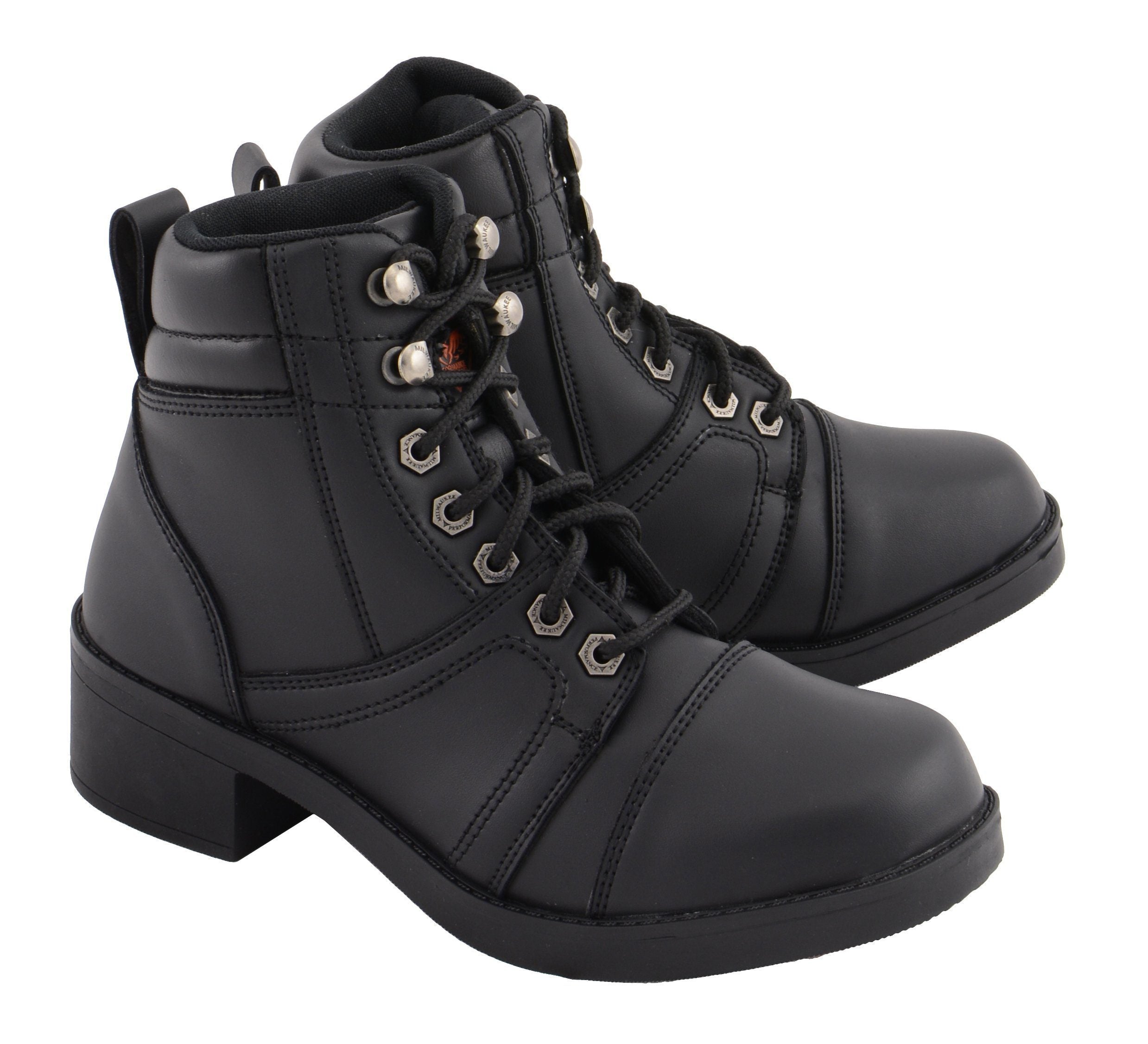 MBK9285 Boys Black Lace-Up Biker Style Boots