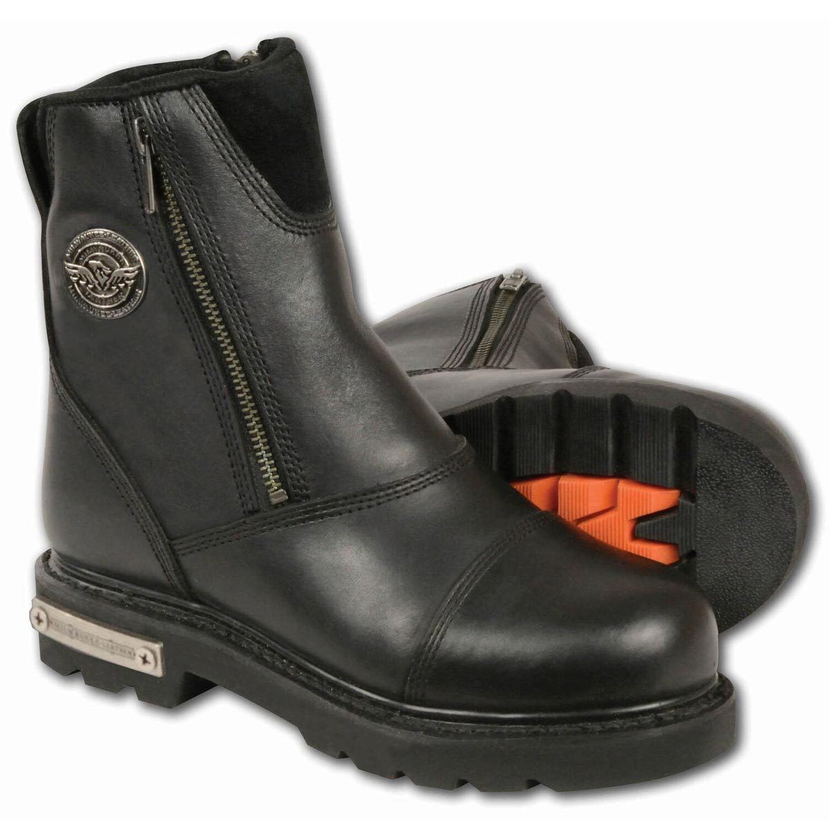 Women's Black Premium Leather Double Sided Zipper Motorcycle Riding Boots MBL202