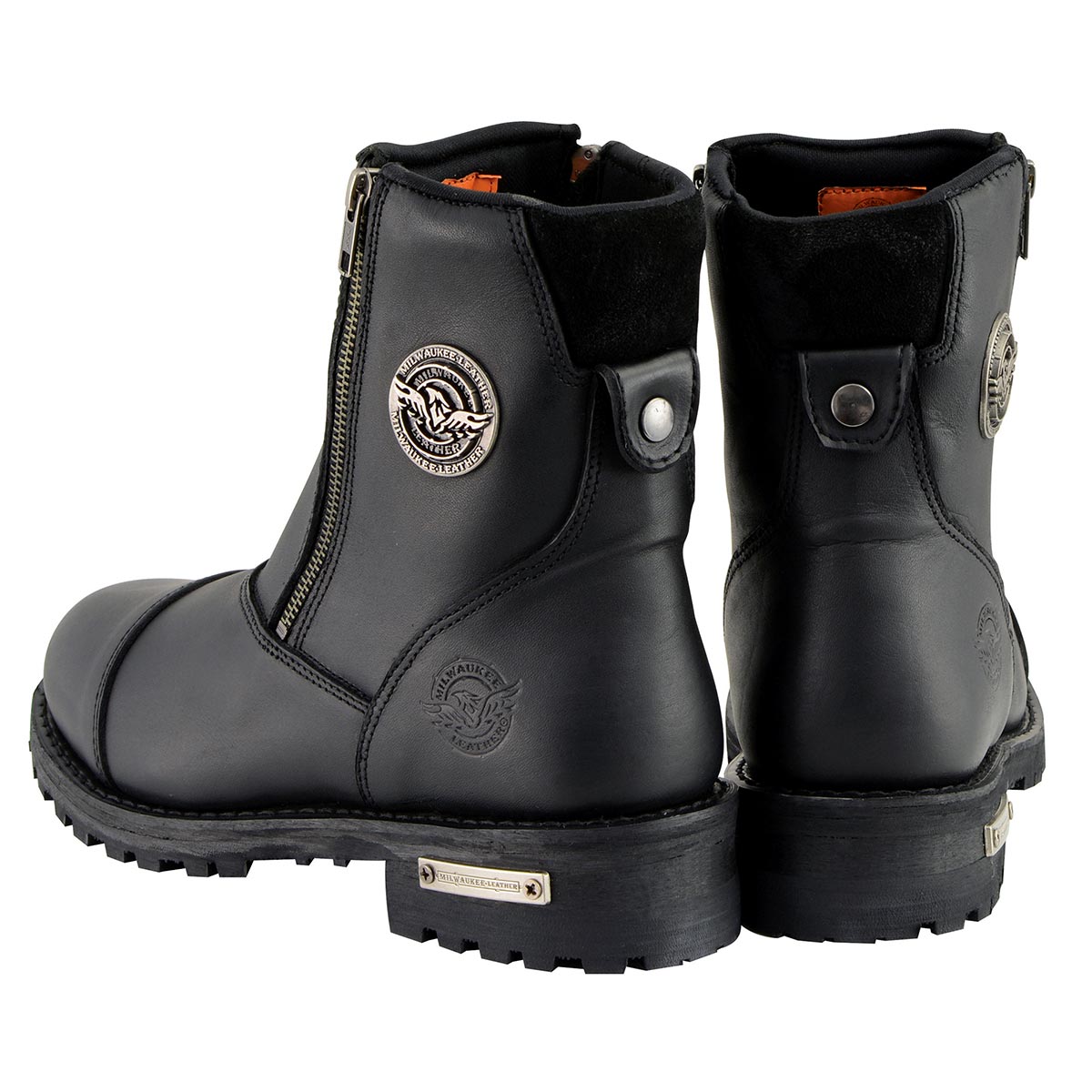 Women's Black Premium Leather Double Sided Zipper Motorcycle Riding Boots MBL202