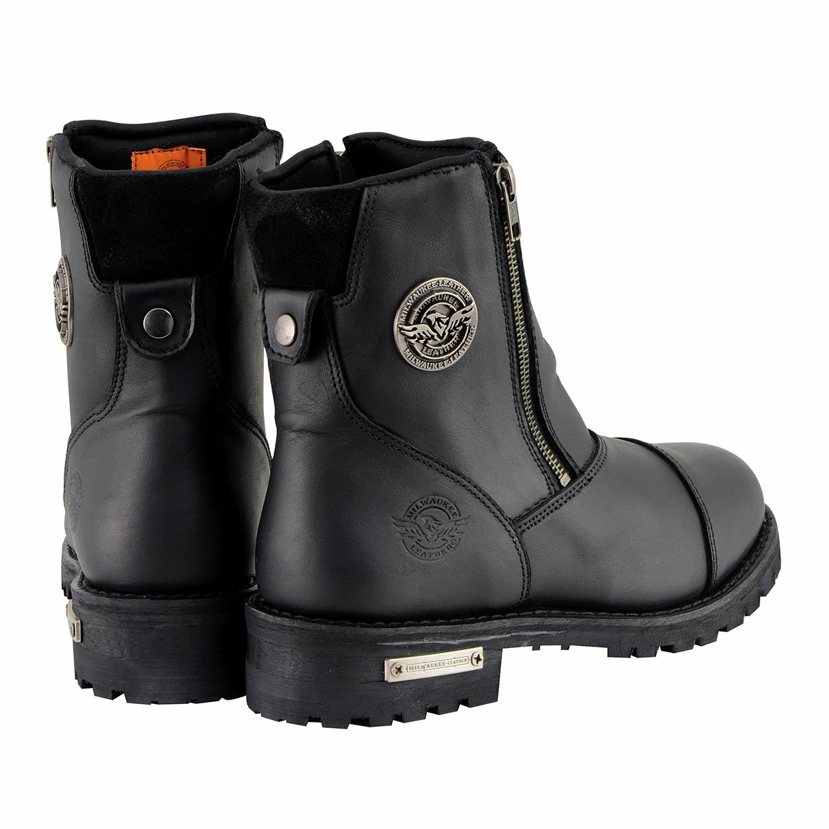 Women's Black Premium Leather Double Sided Zipper Motorcycle Riding Boots MBL202