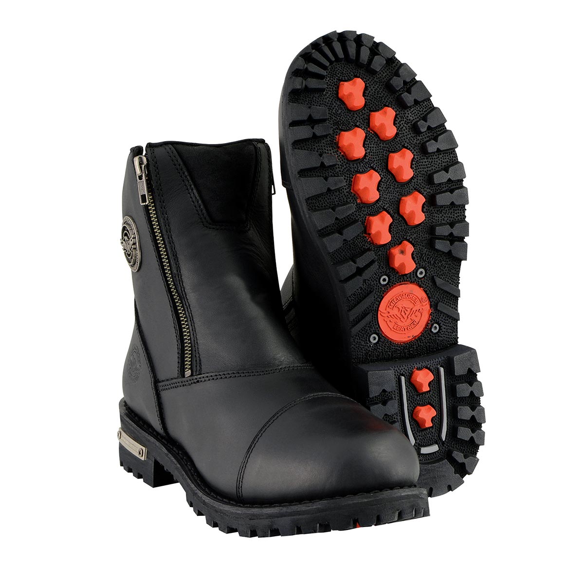 Women's Black Premium Leather Double Sided Zipper Motorcycle Riding Boots MBL202