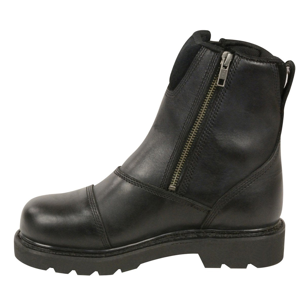 Women's Black Premium Leather Double Sided Zipper Motorcycle Riding Boots MBL202