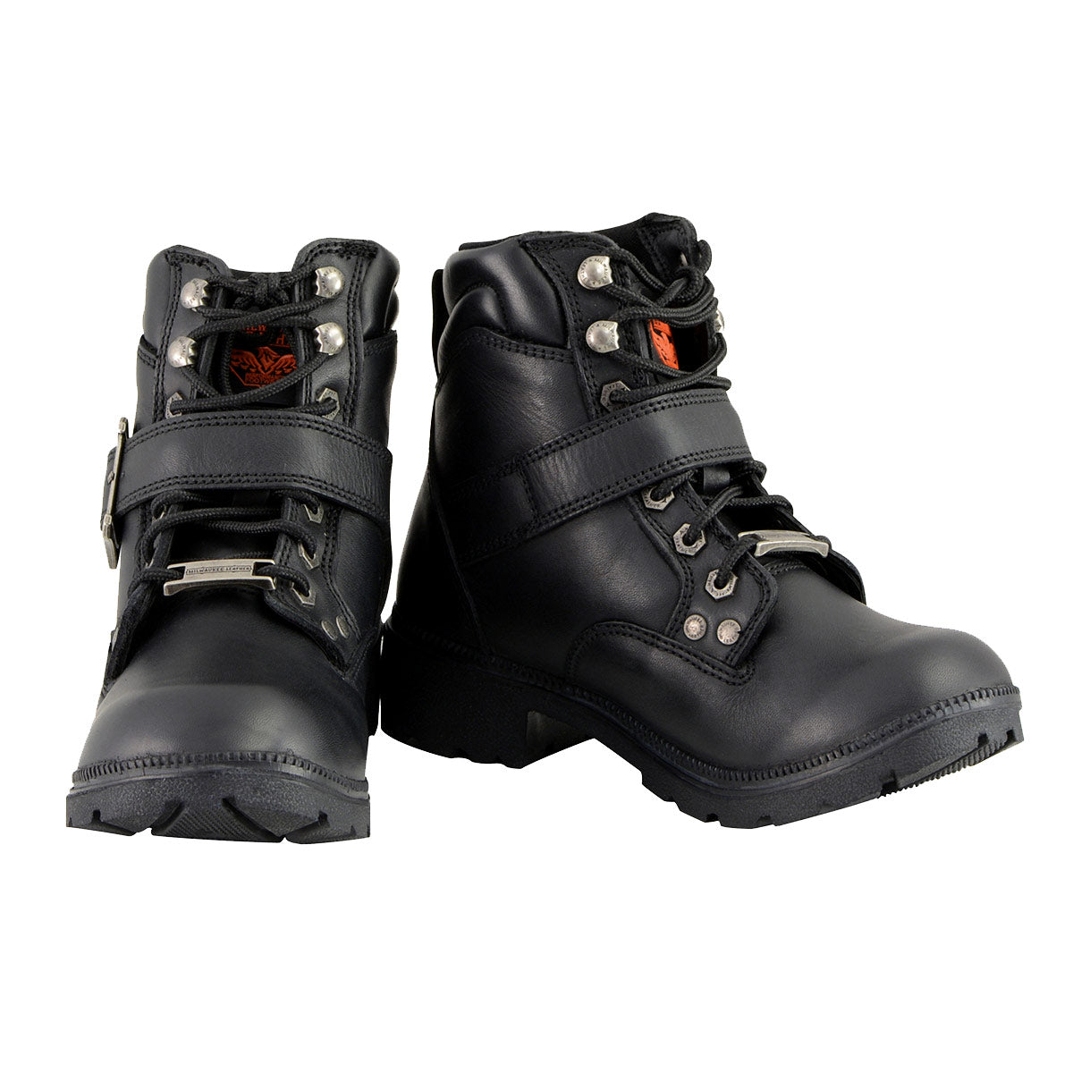 MBL9310 Women's Lace-Up Black Engineer Motorcycle Boots