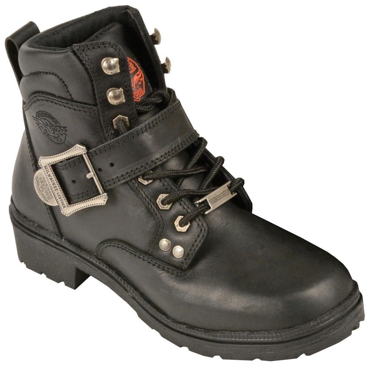MBL9310 Women's Lace-Up Black Engineer Motorcycle Boots