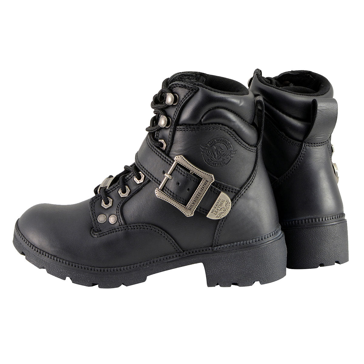 MBL9310 Women's Lace-Up Black Engineer Motorcycle Boots