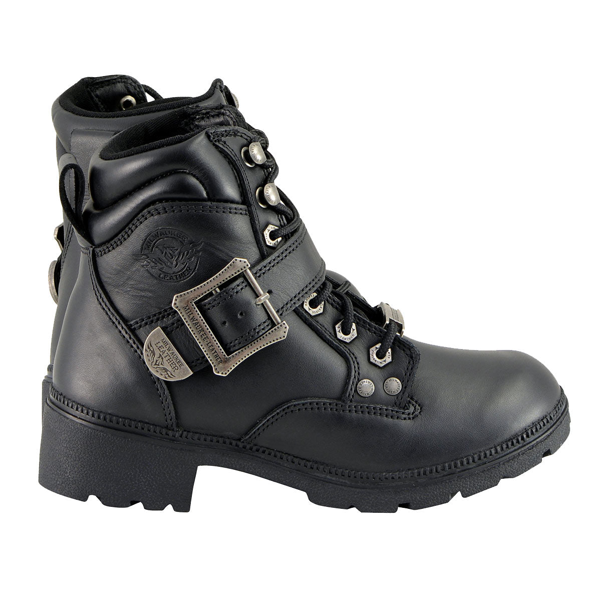 MBL9310 Women's Lace-Up Black Engineer Motorcycle Boots