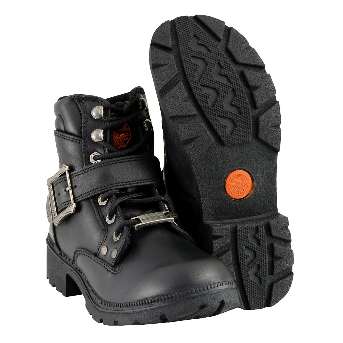 MBL9310 Women's Lace-Up Black Engineer Motorcycle Boots