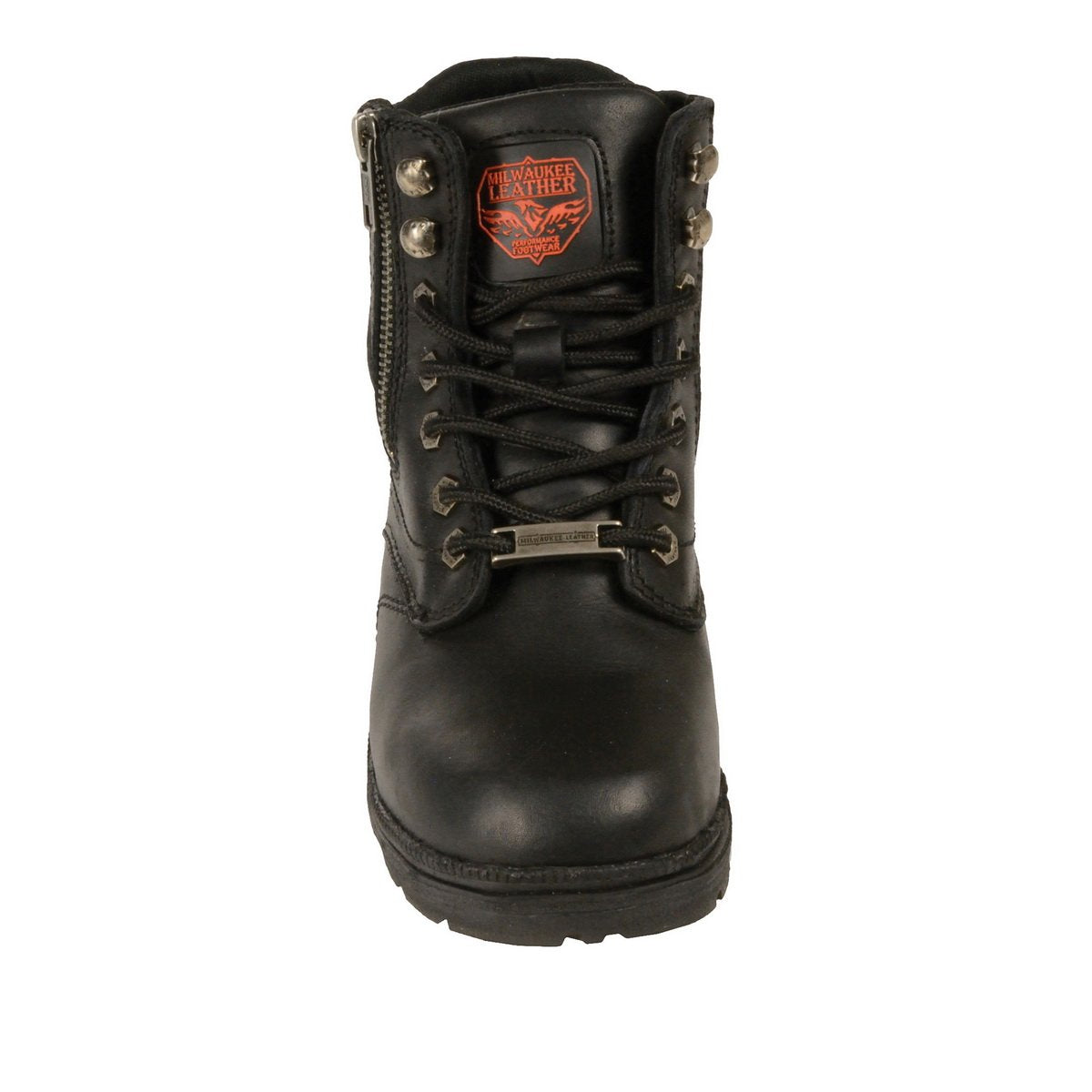 MBL9320W Women's Black Premium Leather Wide-Width Lace-Up Motorcycle Rider Boots