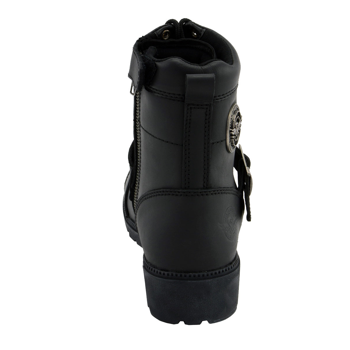 MBL9325W Women's Premium Black Leather Lace-Up Motorcycle Biker Rider Boots in Wide Width Size