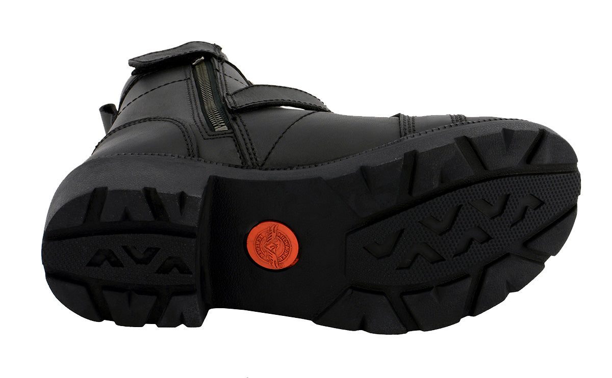 MBL9325W Women's Premium Black Leather Lace-Up Motorcycle Biker Rider Boots in Wide Width Size