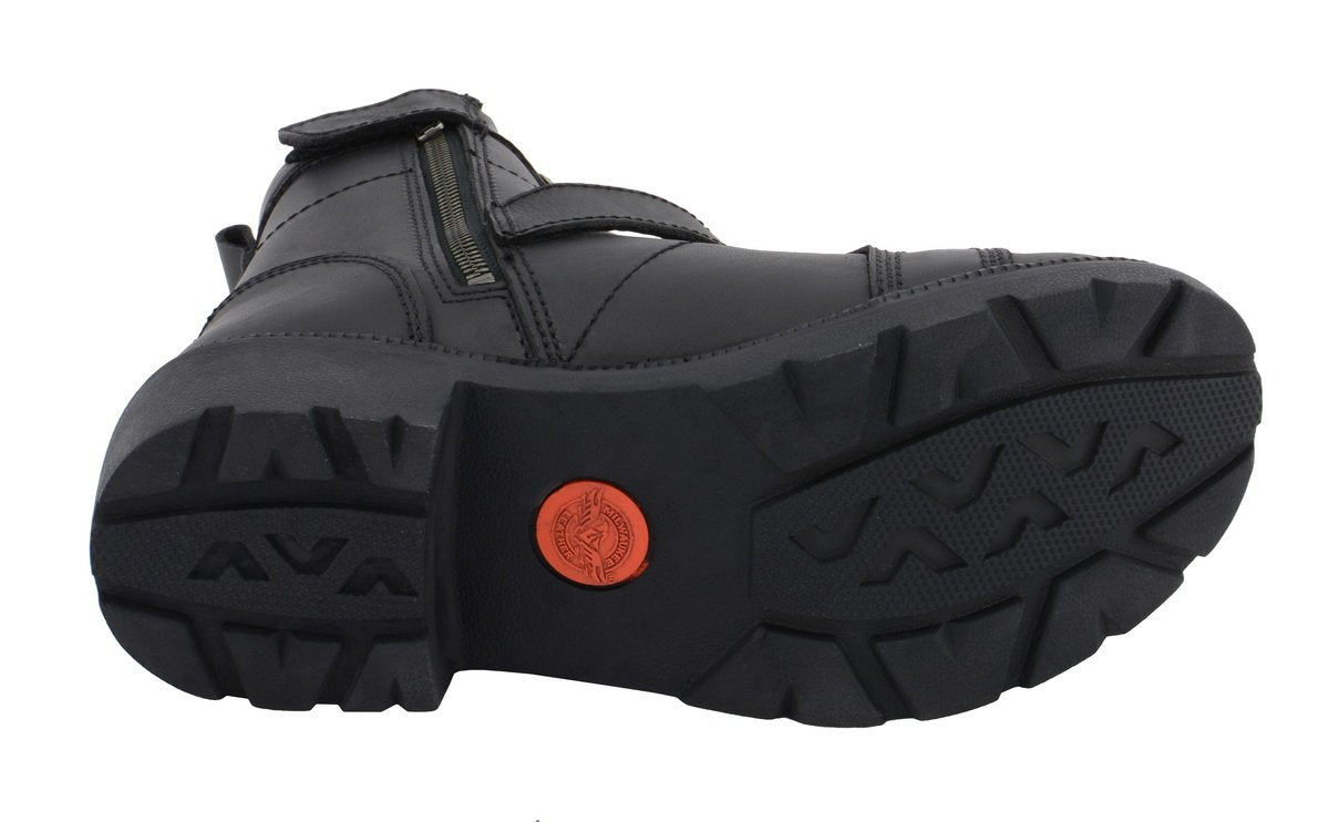 MBL9325W Women's Premium Black Leather Lace-Up Motorcycle Biker Rider Boots in Wide Width Size