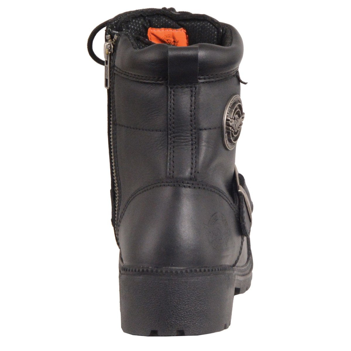 MBL9326WP Women's Premium Black Leather Lace-Up Waterproof Motorcyle Rider Boots