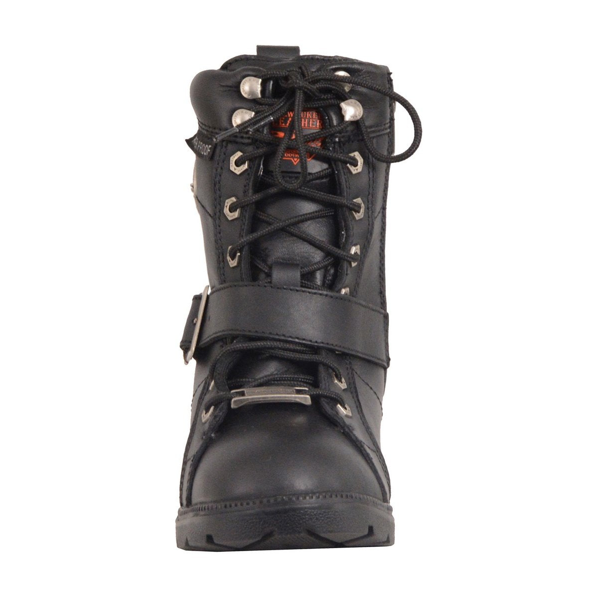 MBL9326WP Women's Premium Black Leather Lace-Up Waterproof Motorcyle Rider Boots