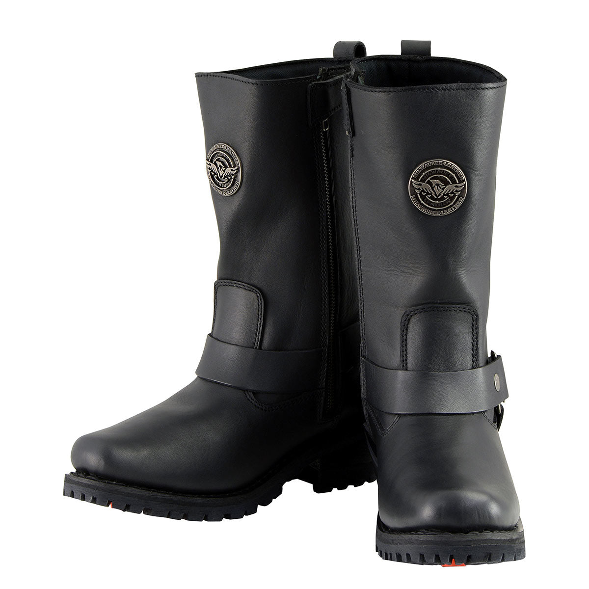 MBL9360 Women's Black Leather 11-Inch Classic Harness Square Toe Motorcycle Boots