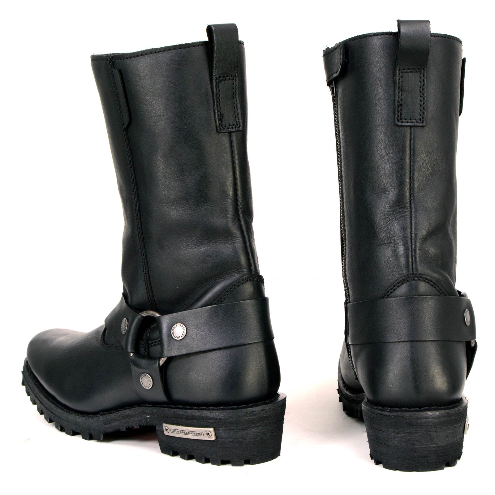 MBL9360 Women's Black Leather 11-Inch Classic Harness Square Toe Motorcycle Boots